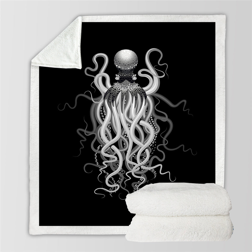 Black Octopus Sherpa Fleece Blanket - Beddingify