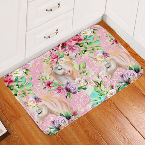 Floral Unicorn Door Mat