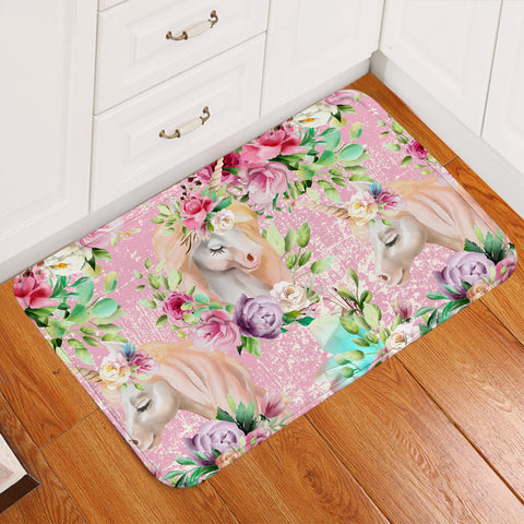 Image of Floral Unicorn Door Mat