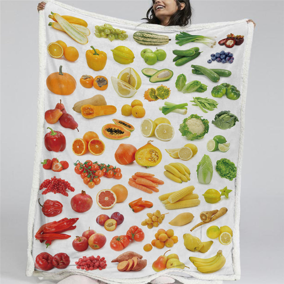 Fruits Sherpa Fleece Blanket - Beddingify