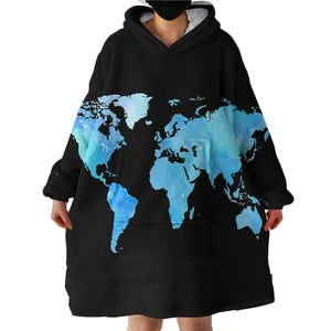 World Map SWLF0663 Hoodie Wearable Blanket