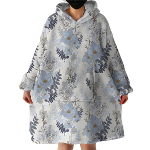 Blue Flowers SWLF2255 Hoodie Wearable Blanket