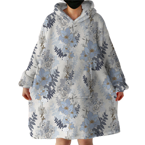 Image of Blue Flowers SWLF2255 Hoodie Wearable Blanket