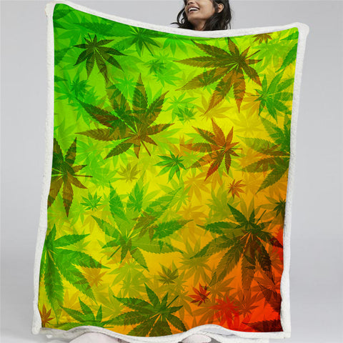 Image of Colorful Maple Leaves Pattern Sherpa Fleece Blanket