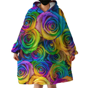 Multicolored Roses SWLF2791 Hoodie Wearable Blanket