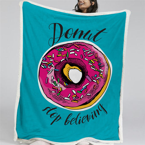 Image of Pink Donut Themed Sherpa Fleece Blanket