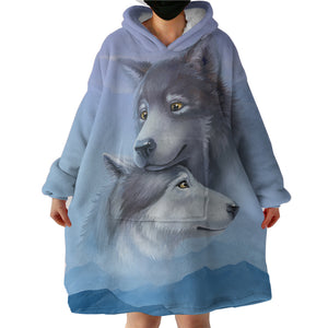 Wolf Couple SWLF2027 Hoodie Wearable Blanket