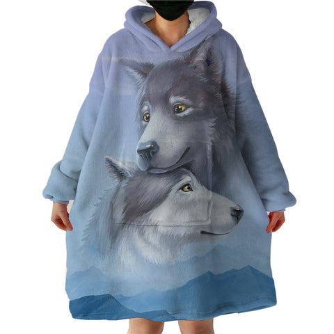 Image of Wolf Couple SWLF2027 Hoodie Wearable Blanket