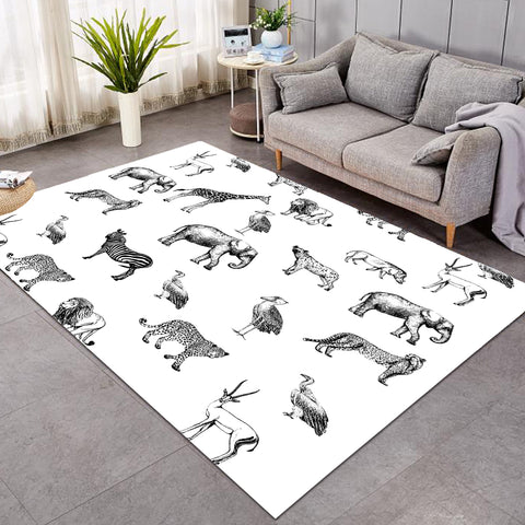 Image of Animal Patterns White SW1544 Rug