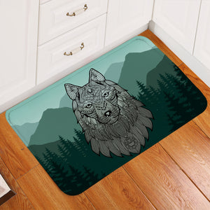 Tribal Wolf Forest Door Mat