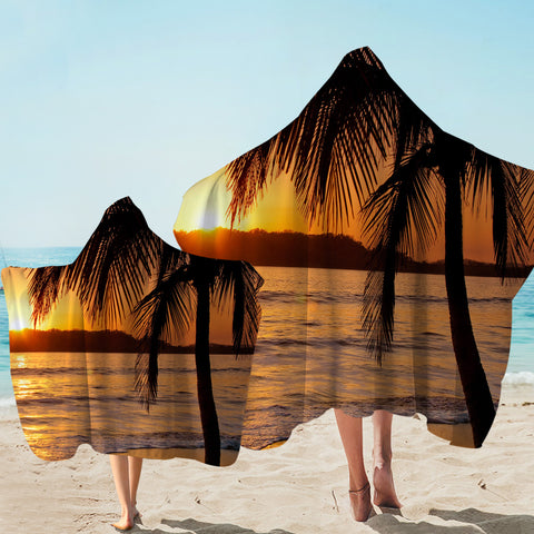 Image of 3D Sunset Beach SWLS1291 Hooded Towel