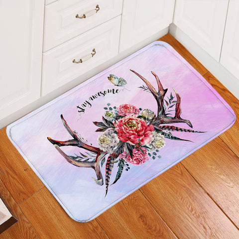 Image of Stay Awesome Antlers Door Mat