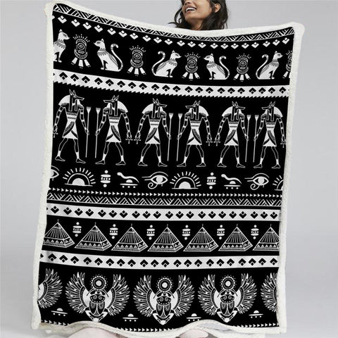 Image of Pharaon Scripture Black Sherpa Fleece Blanket