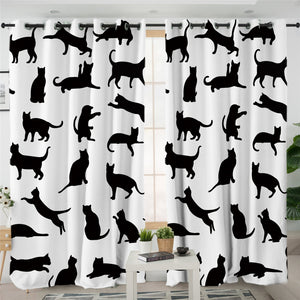 Cats In Action 2 Panel Curtains