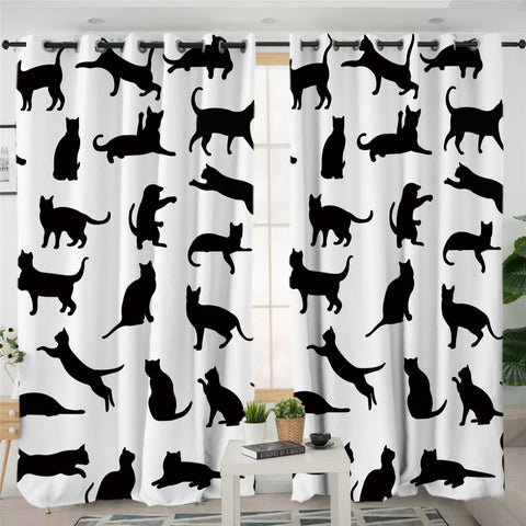 Image of Cats In Action 2 Panel Curtains