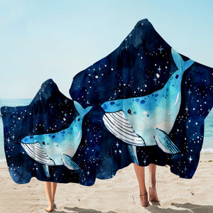 Blue Whale Space Hooded Towel