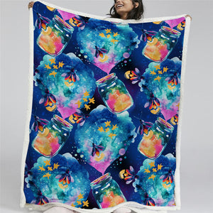 Fluorescent Bottle Sherpa Fleece Blanket - Beddingify