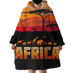 Africa Sunset SWLF0822 Hoodie Wearable Blanket