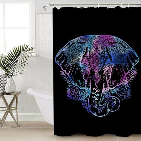 Image of Negative Elephant Black Shower Curtain