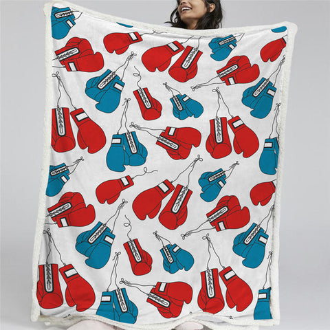 Image of Red & Blue Boxing Gloves Sherpa Fleece Blanket