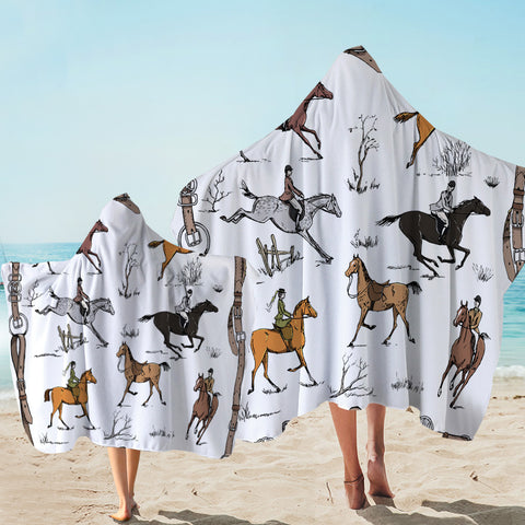 Image of Horse Riders Hooded Towel