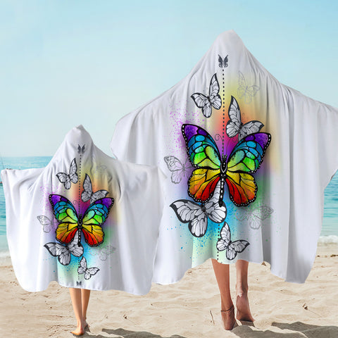 Image of Rainbow Butterfly Hooded Towel