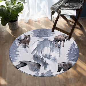 Snow Beasts SW1553 Round Rug