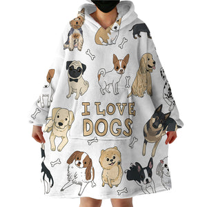 I Love Dog SWLF0001 Hoodie Wearable Blanket