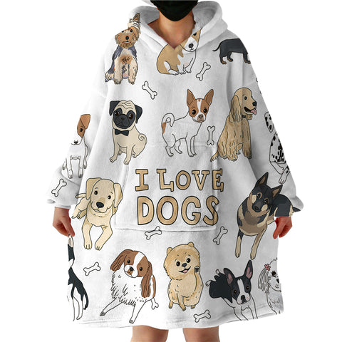 Image of I Love Dog SWLF0001 Hoodie Wearable Blanket