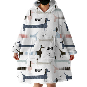 Woof Dachshunds WLF1179 Hoodie Wearable Blanket