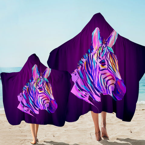 Image of Electric Color Zebra Hooded Towel