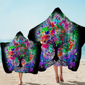 Multicolored Tree Of Life Hooded Towel