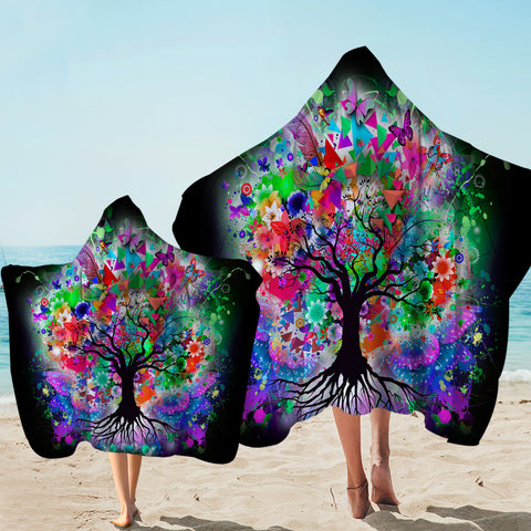 Image of Multicolored Tree Of Life Hooded Towel