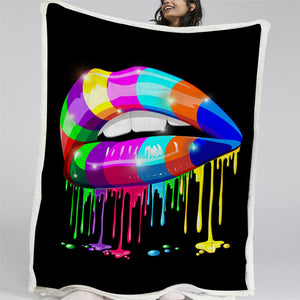 Painting Lips Sherpa Fleece Blanket