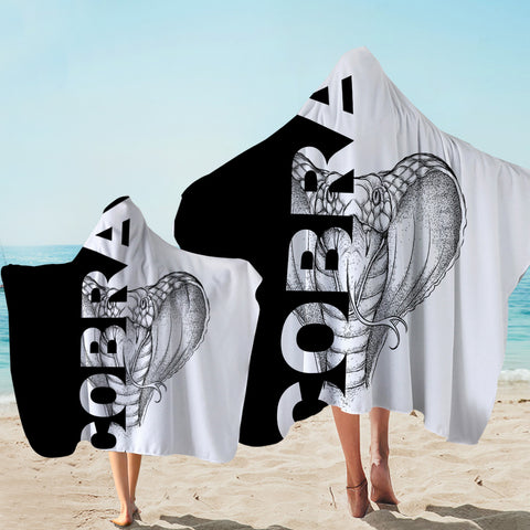 Image of Black & White Cobra Hooded Towel