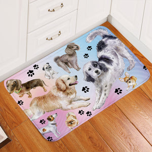 Doggies & Paw Prints Pastel Door Mat