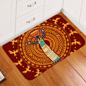 African Lady Bronze Drum Door Mat