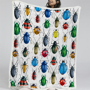 Insect Themed Sherpa Fleece Blanket