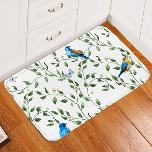 Blue Birds Branches Door Mat