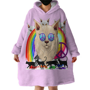 Peace Cats SWLF2085 Hoodie Wearable Blanket