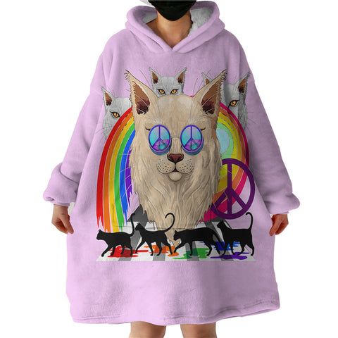 Image of Peace Cats SWLF2085 Hoodie Wearable Blanket