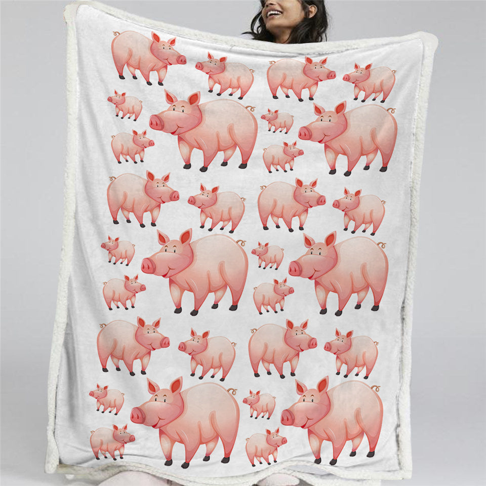 Pigs Sherpa Fleece Blanket