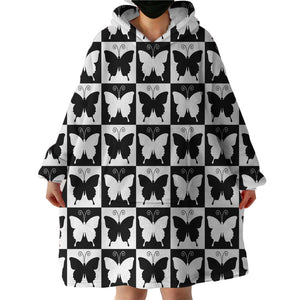 Checked Butterflies SWLF2328 Hoodie Wearable Blanket