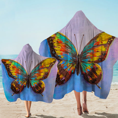 Image of Multi-colored Butterfly Hooded Towel