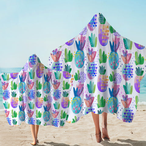 Image of Pineapple Pops White Hooded Towel