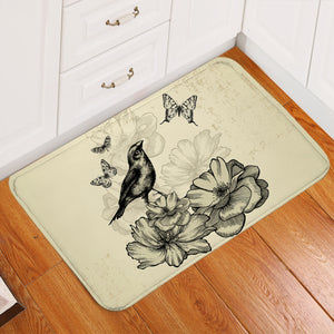 Swallow & Butterflies Penciled Door Mat