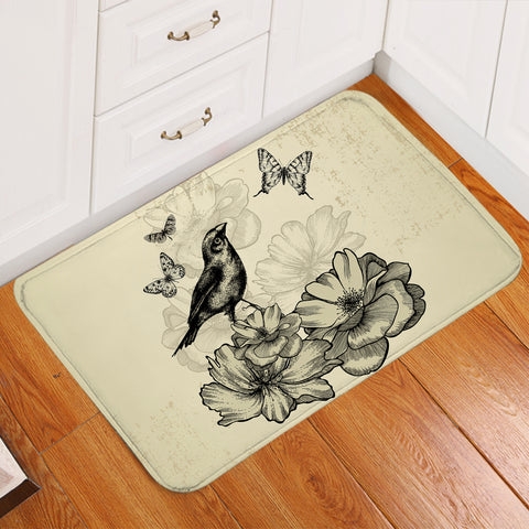 Image of Swallow & Butterflies Penciled Door Mat