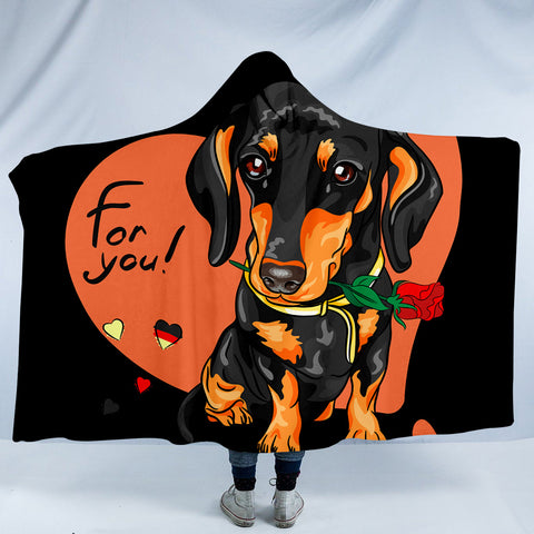 Image of Romantic Dachshund SW1562 Hooded Blanket