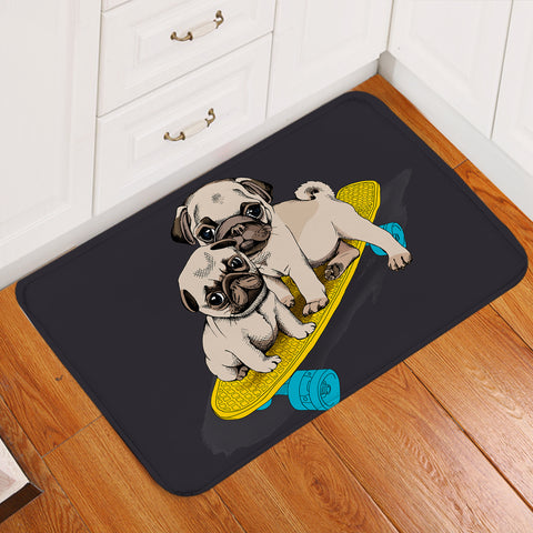 Image of Skateboarding Pugs Door Mat