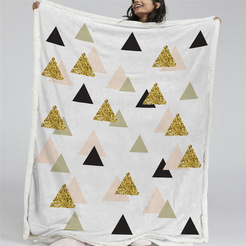 Image of Triangles Sherpa Fleece Blanket - Beddingify